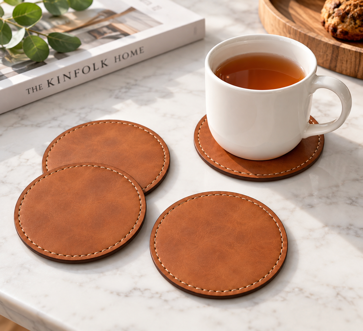 Brown Leather-Textured Coaster